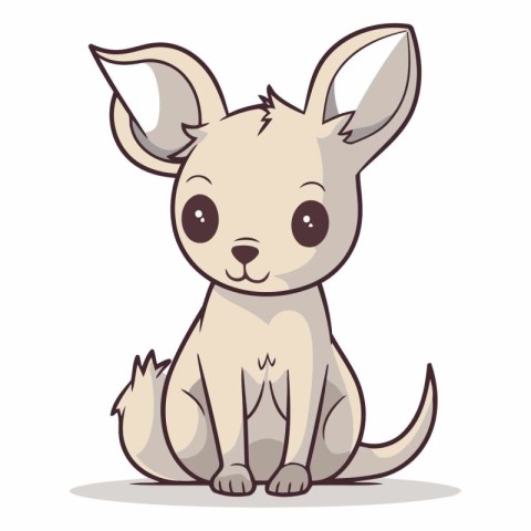 Cute cartoon kangaroo sitting and smiling.