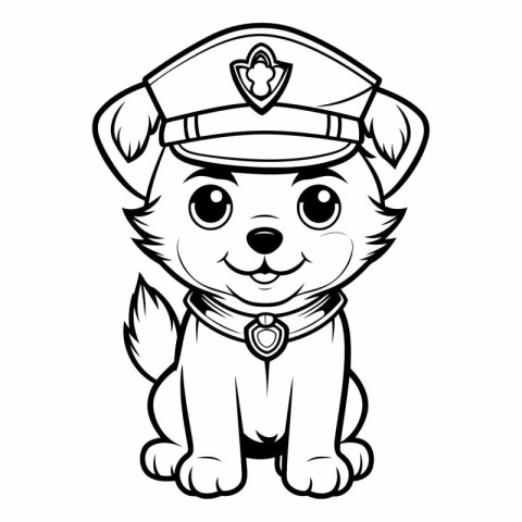 Cute cartoon police dog. Vector clip art illustration for colori