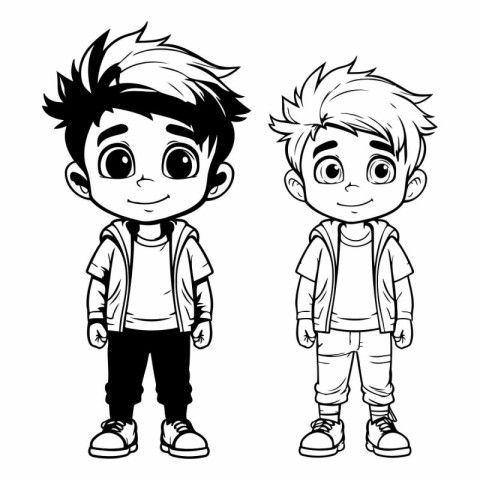 cute little boys cartoon vector illustration graphic design in b