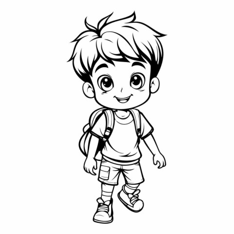 cute little boy with backpack going to school vector illustratio