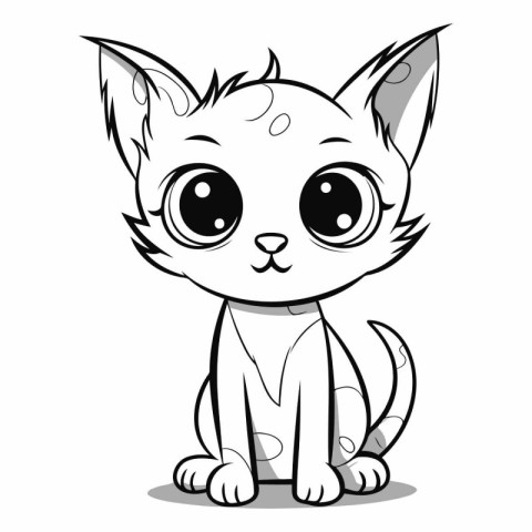 Cute Cartoon Chihuahua - Black and White Vector Illustration