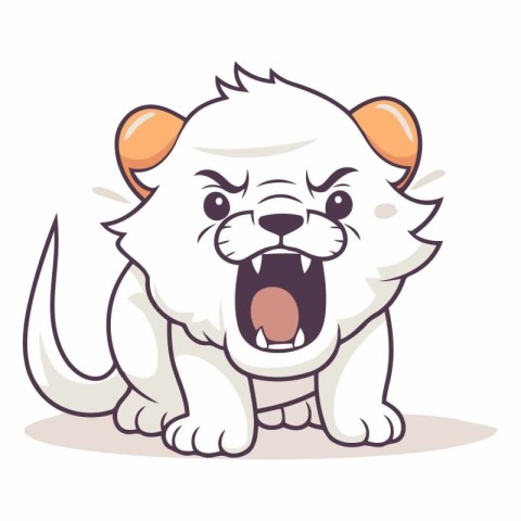 Illustration of a Cute Cartoon White Dog with Tongue Out