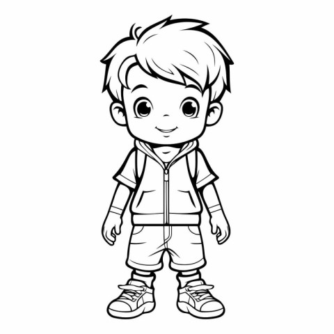 Cute little boy cartoon isolated on white background.