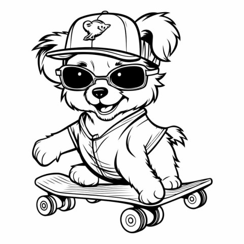 Cute dog with skateboard ready for vinyl cutting.