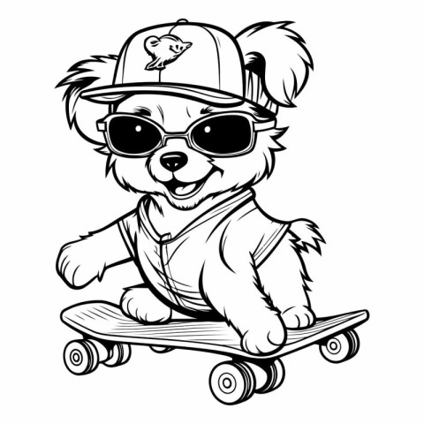 Cute dog with skateboard ready for vinyl cutting.