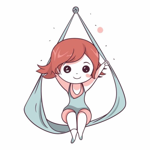 Cute little girl in a hammock. Cartoon vector illustration.