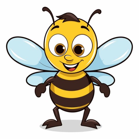 Cute cartoon bee isolated on a white background.