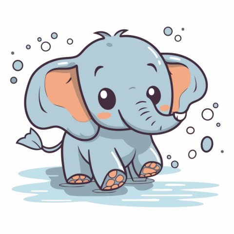 Cute cartoon elephant isolated on a white background.