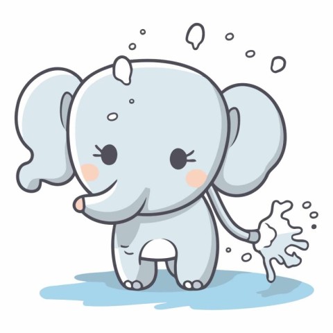 Cute baby elephant cartoon vector illustration. Cute little elep