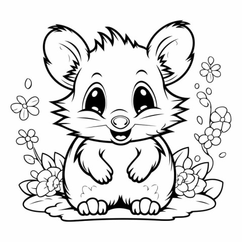 Black and White Cartoon Illustration of Mouse Animal for Colorin