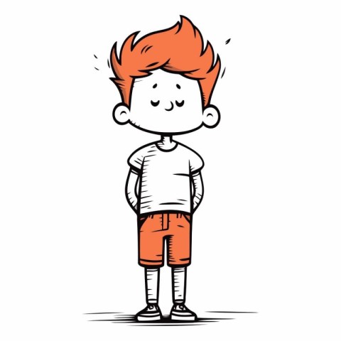 Cute cartoon boy with red hair vector illustration on white back