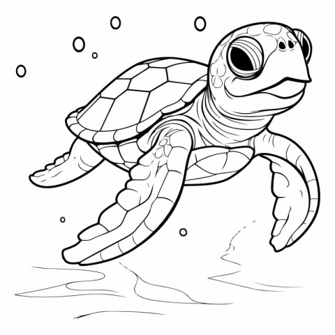 Coloring book for children: sea turtle. Coloring page.