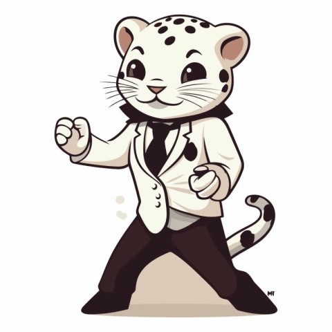 Cute cartoon leopard in a tuxedo.