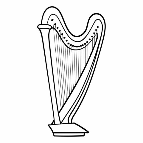 Harp icon. Outline illustration of harp vector icon for web