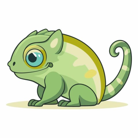 Cute cartoon chameleon on white background.