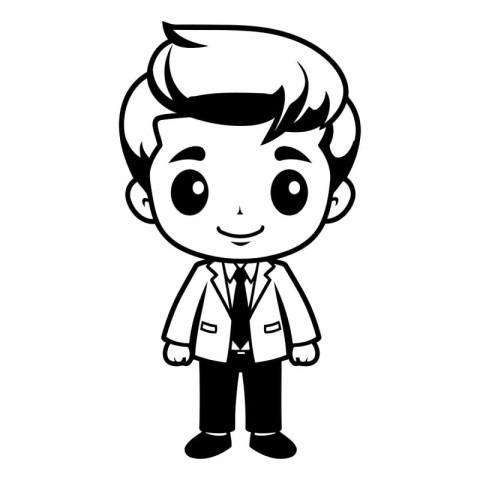 cute boy with elegant suit and hairstyle vector illustration gra