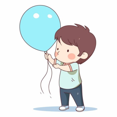 Boy holding balloon of a little boy with balloon.