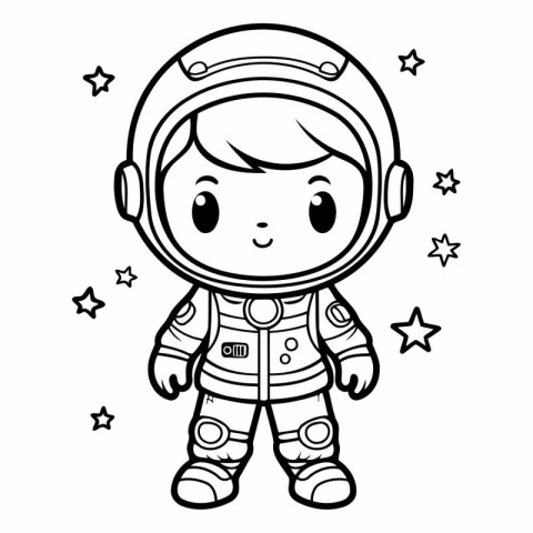 Cute cartoon astronaut. Coloring book for children.