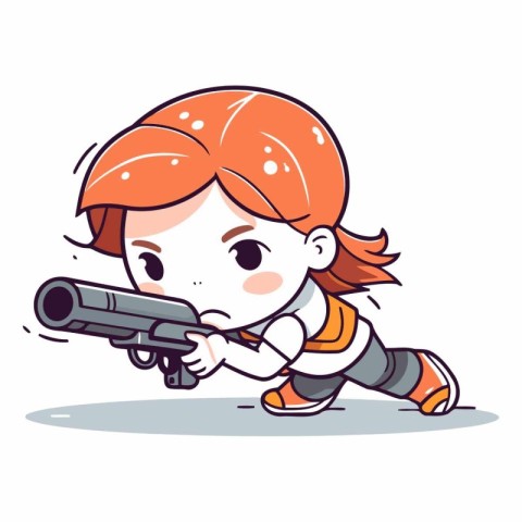 Cute little girl with a gun of a little girl.