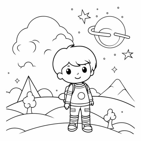 Astronaut boy cartoon design. Mascot pet first person view theme