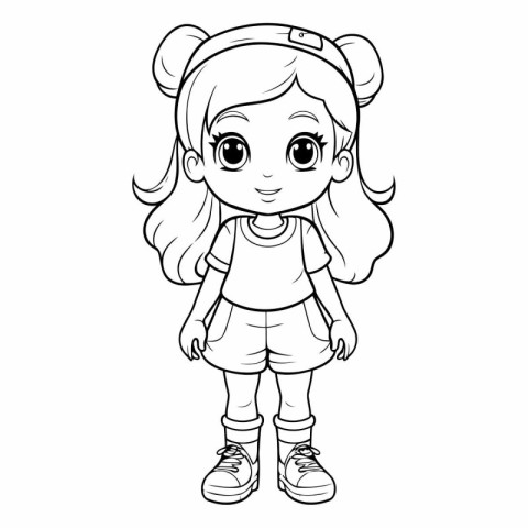 Cute little girl. Cartoon style isolated on white background.