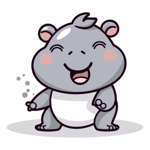 Hippopotamus Cartoon Mascot Character Vector Illustration.