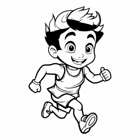 Cartoon running boy. Isolated on white background.