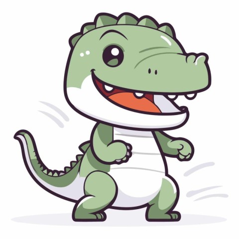 Cute cartoon crocodile isolated on white background.