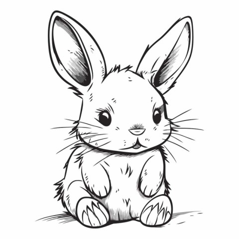 Rabbit isolated on white background in sketch style.