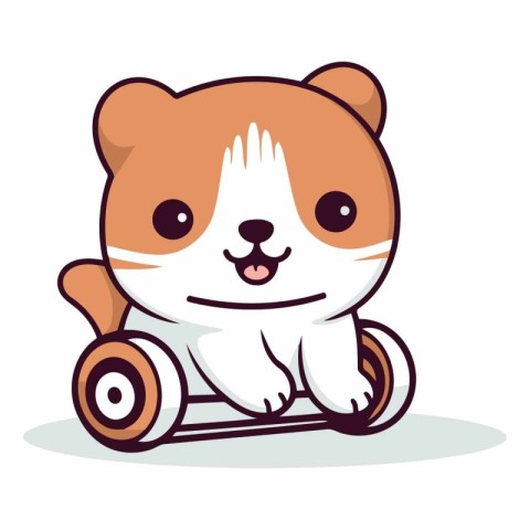 Cute hamster on scooter in cartoon style.