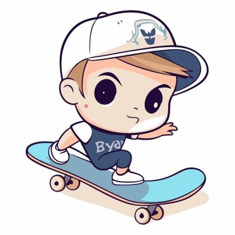 Cartoon boy skateboarding on a skateboard.