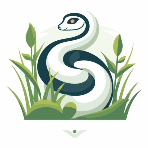 snake in the grass vector illustration isolated on a white backg