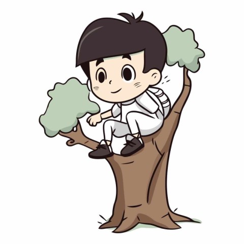 Boy with a tree on a white background. eps