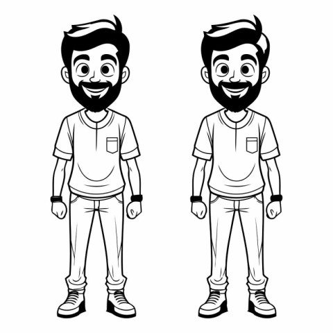 Hipster man with beard and mustache cartoon vector illustration