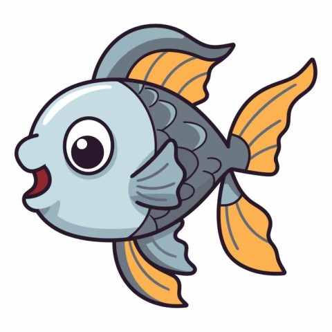 Cartoon cute fish isolated on a white background.