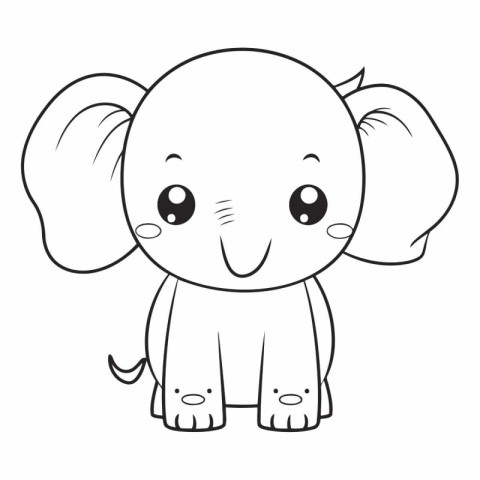 Cute elephant. Coloring book for children.