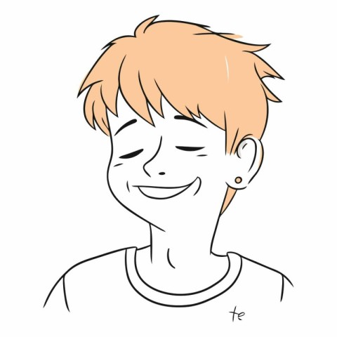 vector illustration of a smiling boy with red hair and freckles