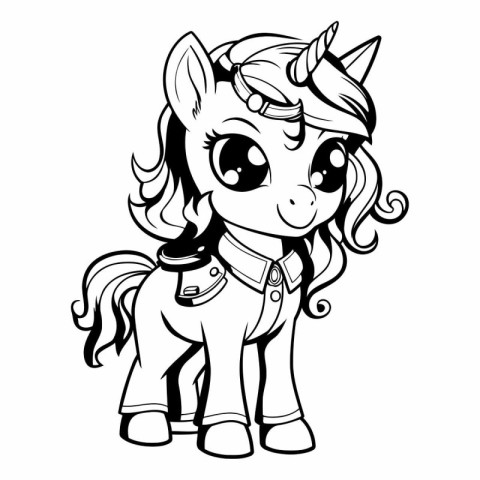 Unicorn - black and white vector illustration for coloring book.