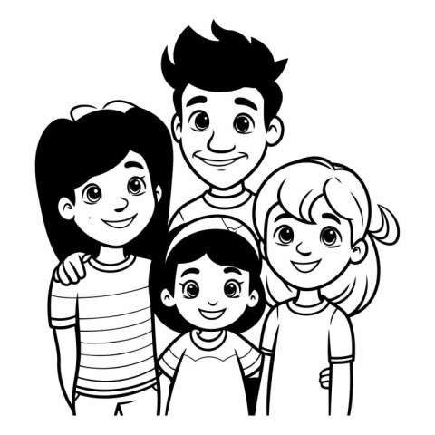 cute family members avatars cartoon character portrait vector il