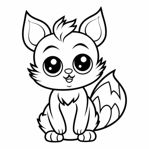 Vector illustration of Cute Cartoon Fox. Coloring book for child