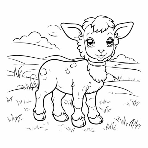 Coloring Page Outline Of Cute Cartoon Sheep Farm Animal Characte