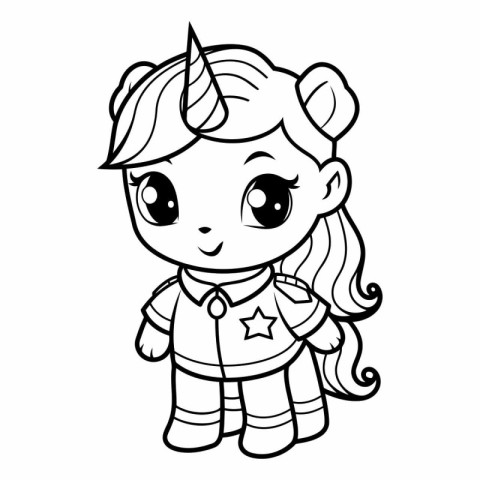 Coloring Page Outline Of a Cute Cartoon Unicorn Fantasy Characte