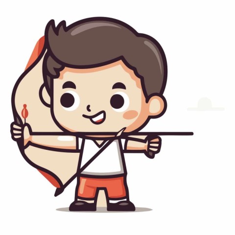 Cute Boy Archery Mascot Character Vector Illustration.