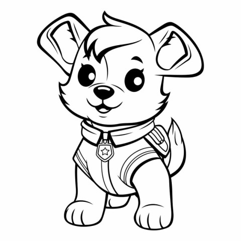 Black and White Cartoon Illustration of Cute Puppy Animal Charac