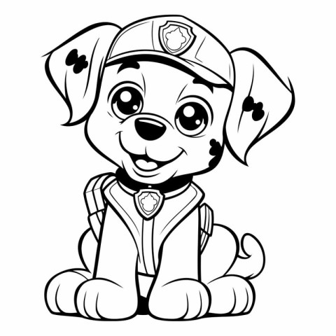 Black and White Cartoon Illustration of Cute Puppy Dog or Puppy