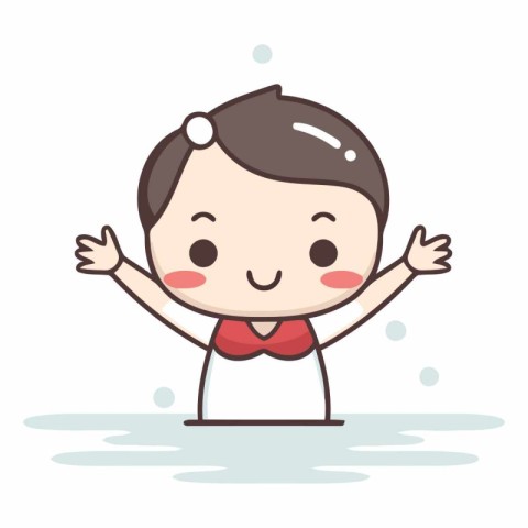 Cute little boy waving hand cartoon vector illustration. Cute li