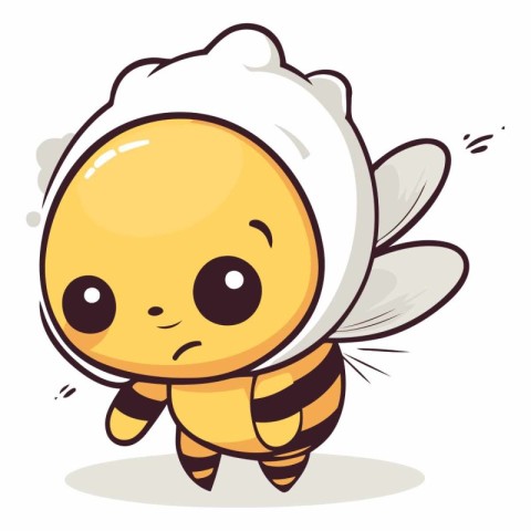 Cute little bee cartoon character isolated on white background.