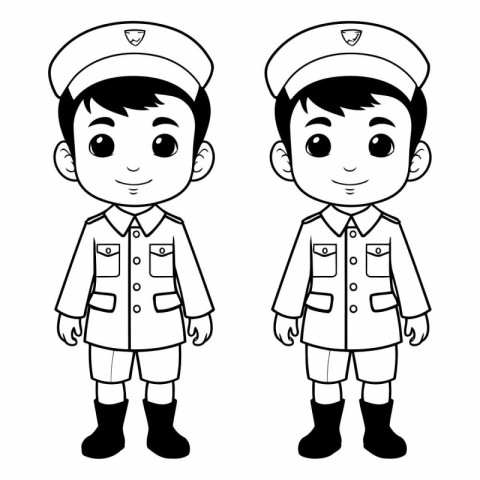 cute little boy and girl in uniform characters vector illustrati