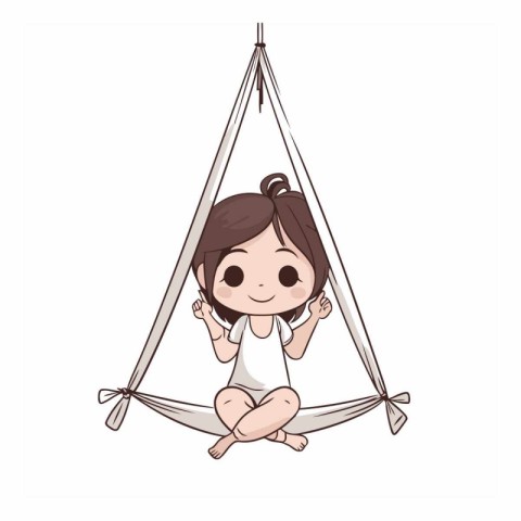 Cute little girl swinging on a hammock.