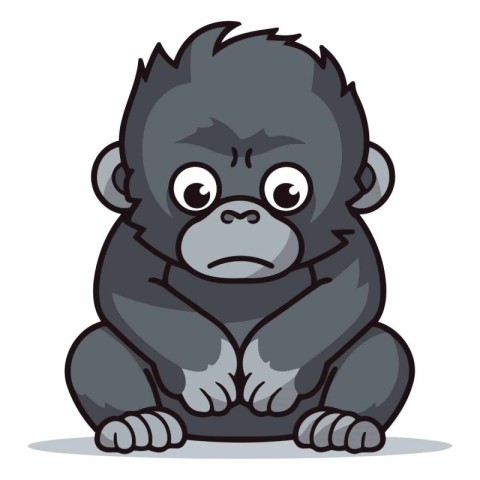 Gorilla Sitting Cartoon Mascot Character Vector Illustration.